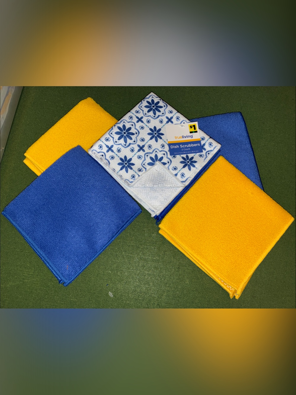 True Living Blue and Yellow Microfiber Cleaning Cloth Set